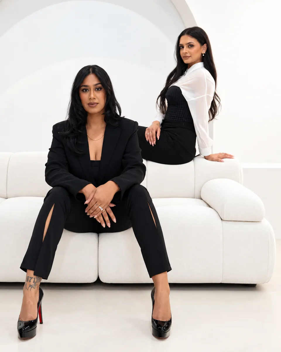 The two founders of Chai & Spice, Sydney event stylists, seated in their studio
